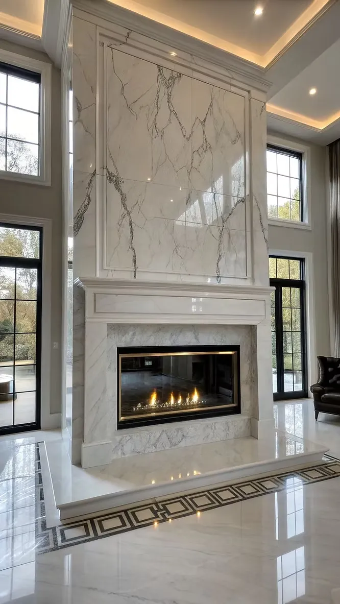 Accent Walls and Fireplaces Italian Marble in Home Interiors
