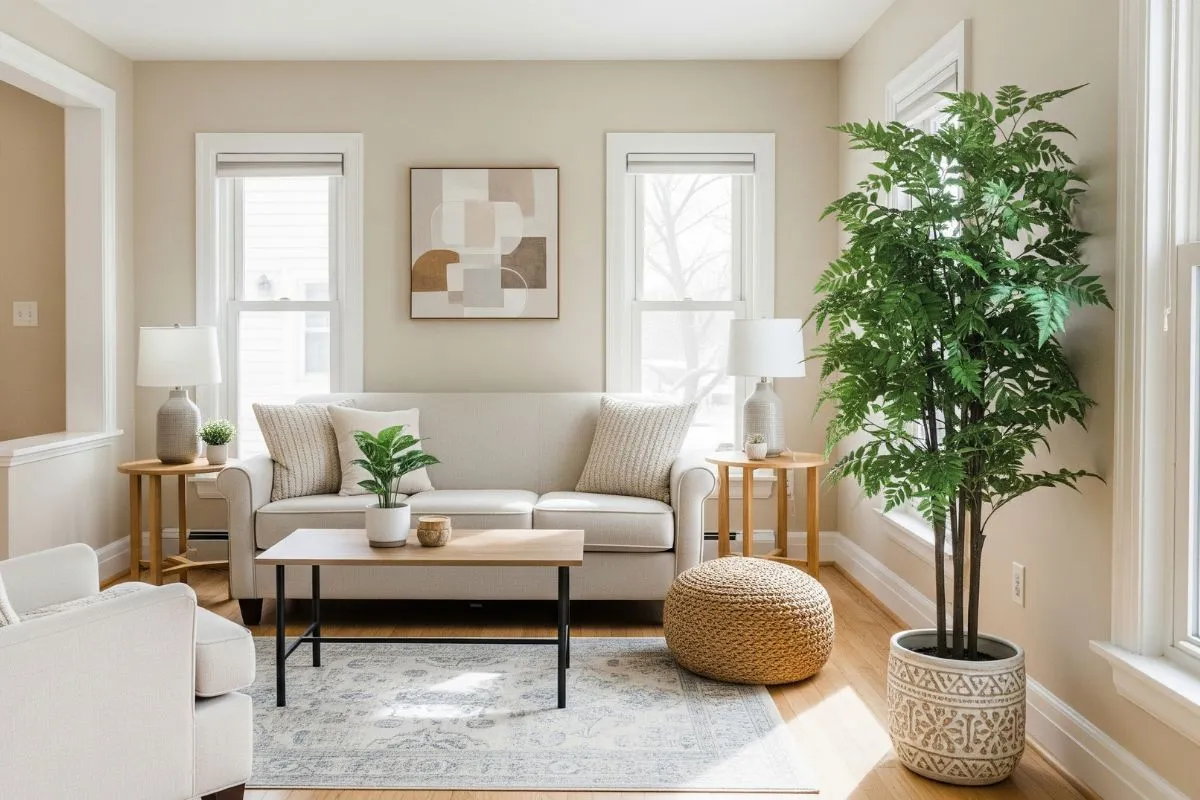 A well-lit living room filled with natural light, showing the benefit of not ignoring natural light in home interiors.