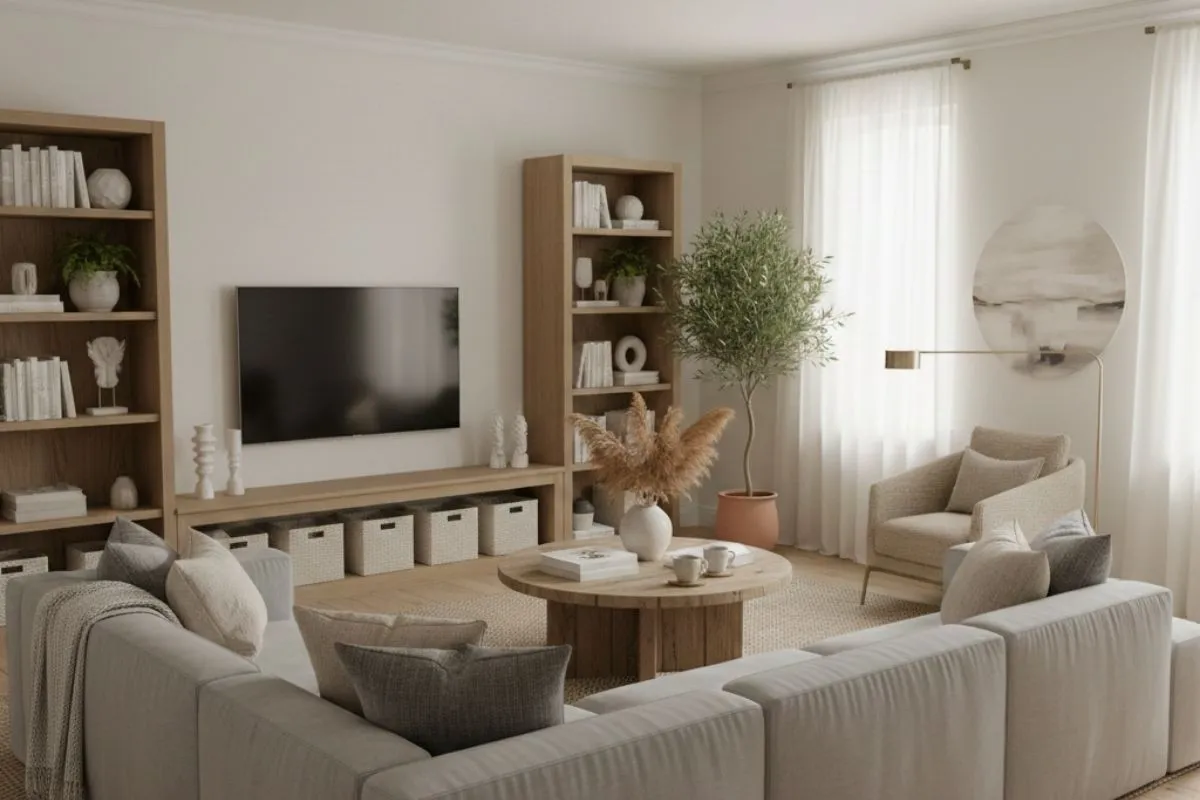All-white room. A clean, neutral Color for Home Interior makes small spaces feel large.